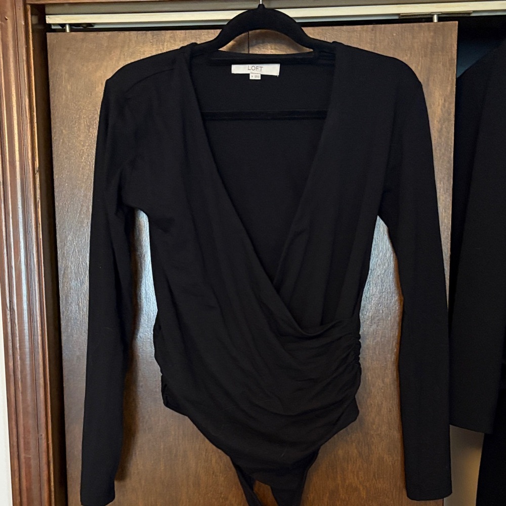 LOFT Elegant Black Long Sleeve Bodysuit